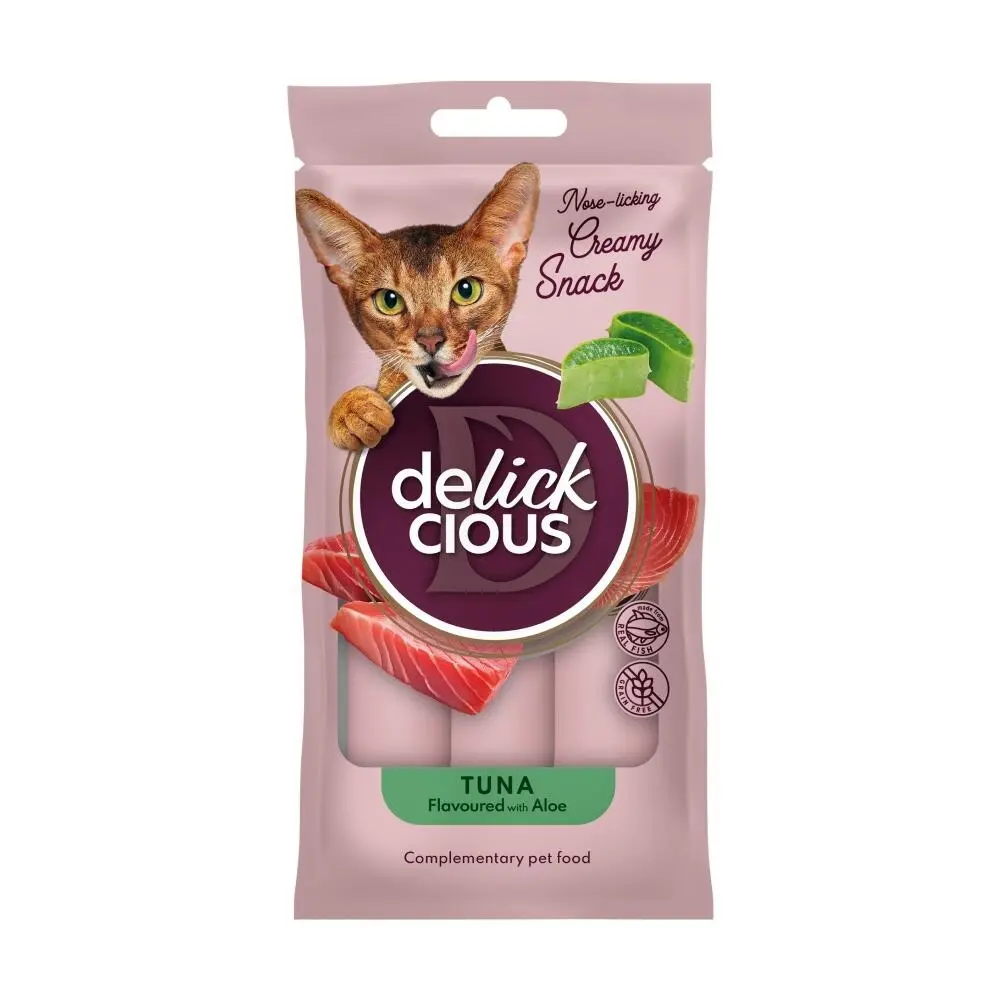 Delickcious Cat - Snack Cremos cu Ton si Aloe - 4x15g