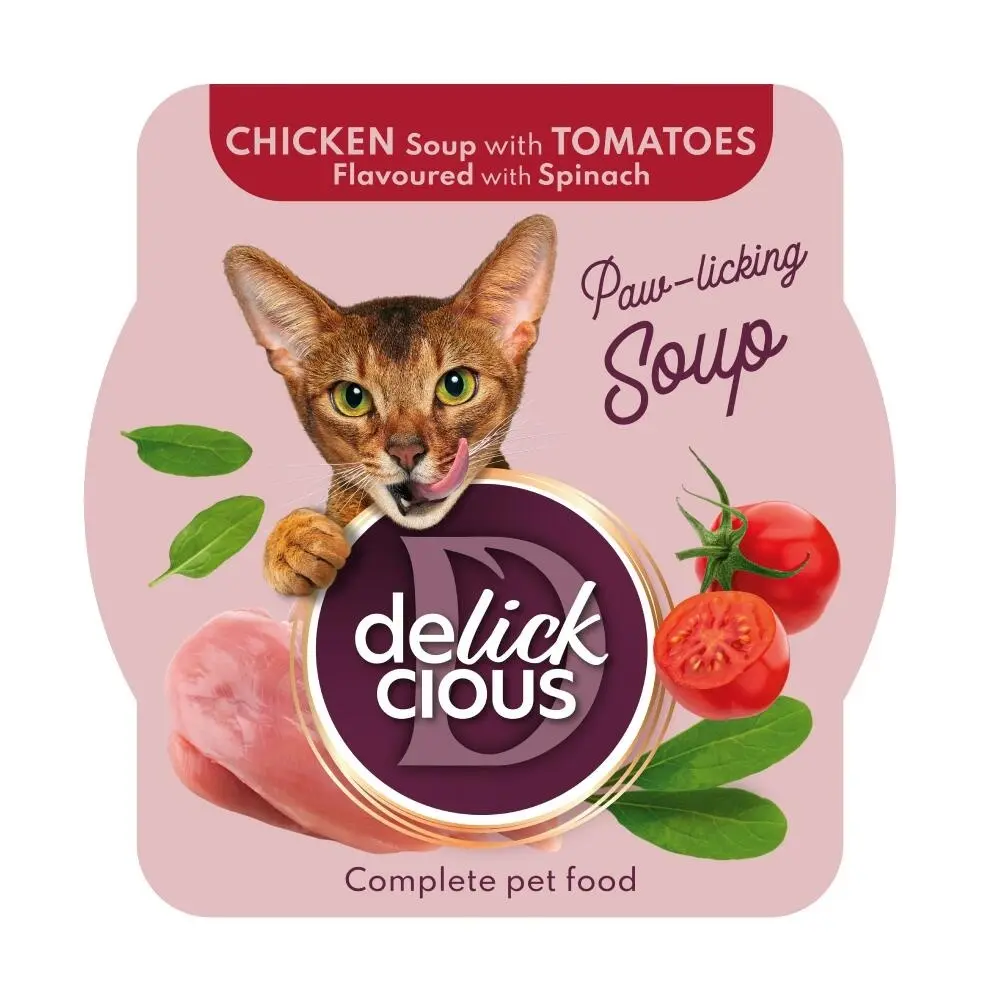 Delickcious Cat - Supa de Pui cu Rosii si Spanac - 80g
