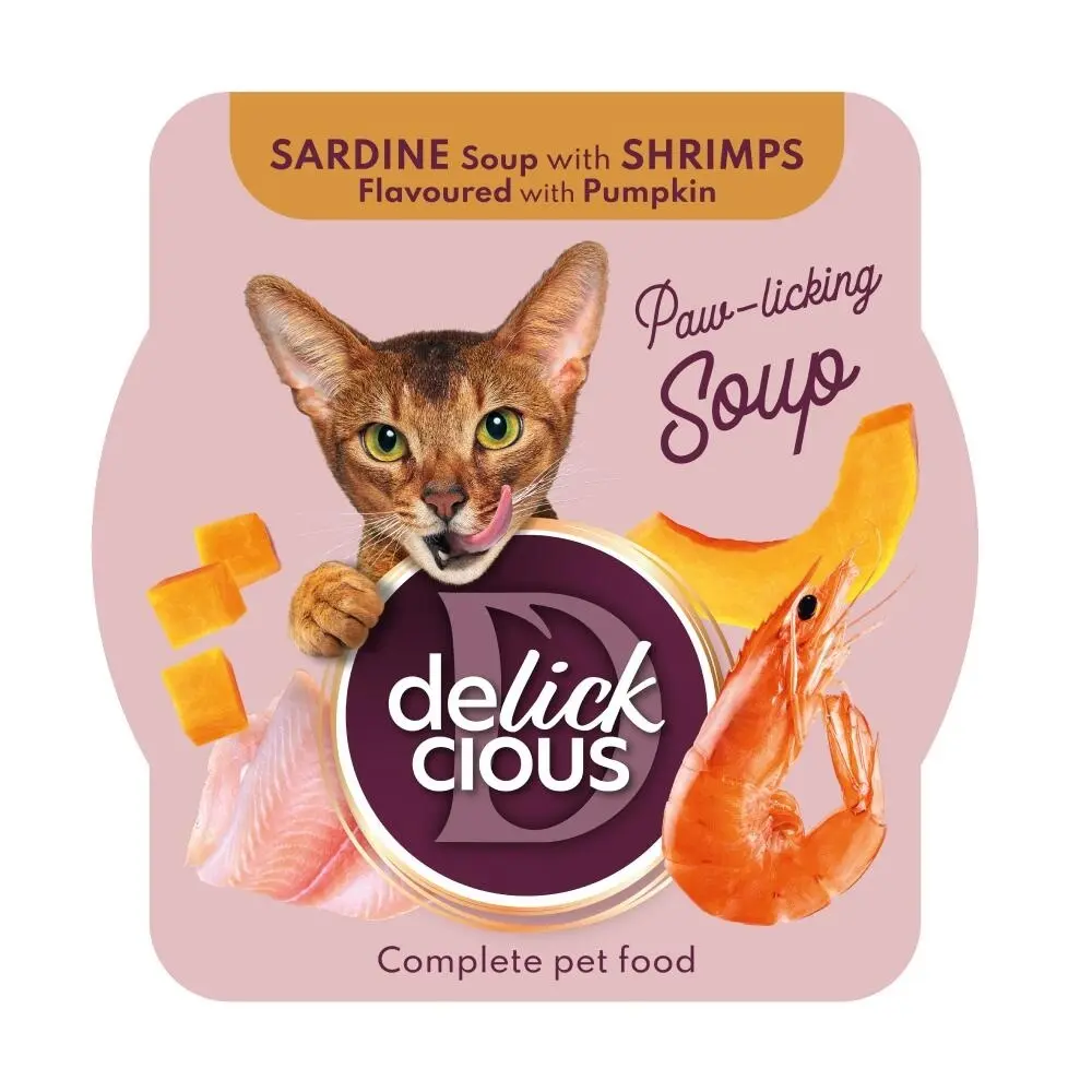 Delickcious Cat - Supa de Sardine cu Creveti si Dovleac - 80g