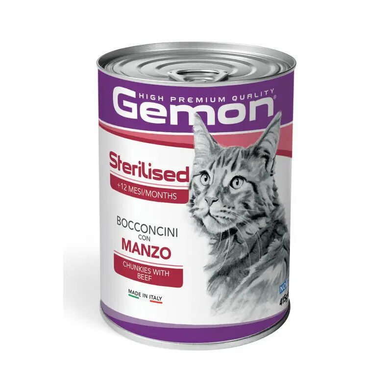 Gemon Chunkies Sterilised Cat - Hrana umeda completa - Vita , Pachet 6 X 415 g