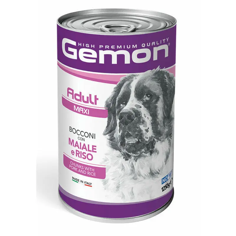 Gemon Chunks Adult Maxi - Hrana umeda completa - Porc si Orez - 1250g