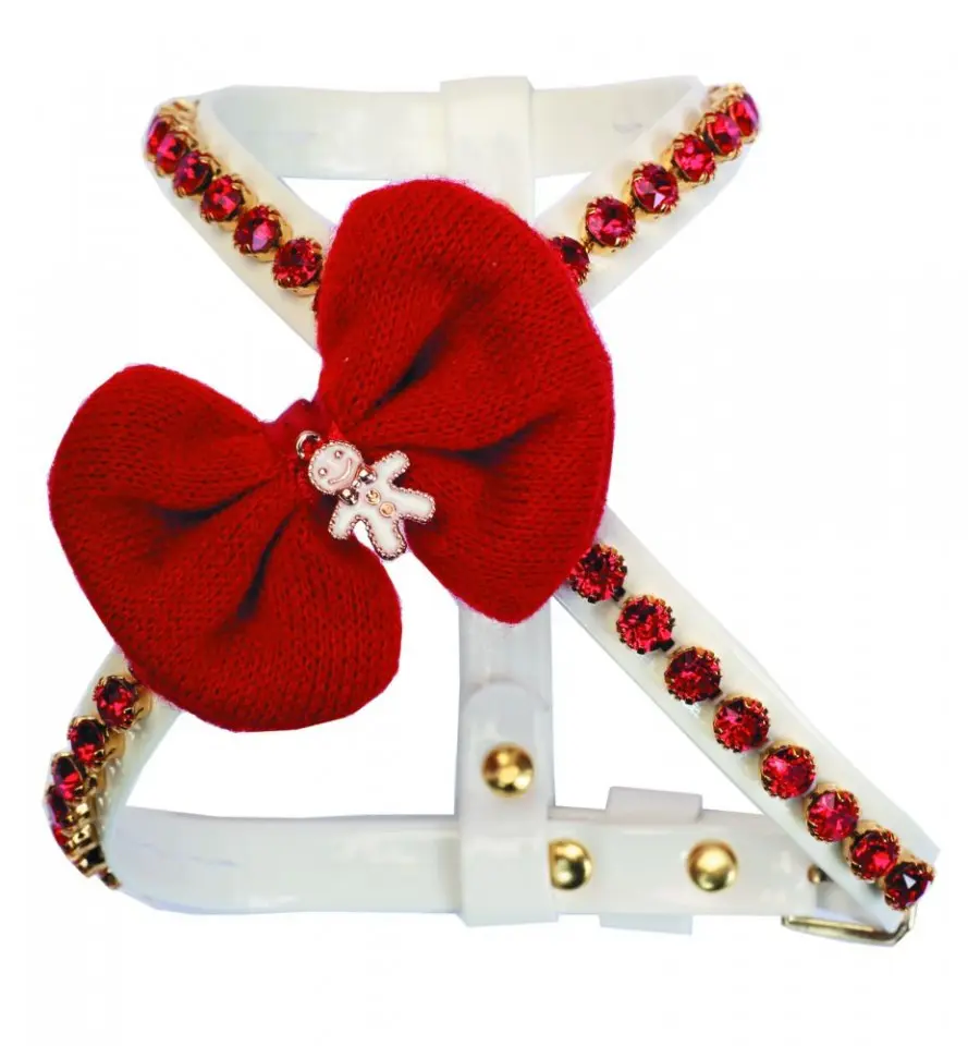 Ham Ginger Bread Man, alb, cu lantisor din cristale Swarovski si pandantiv om de turta dulce, circumferinta piept 31-35 cm x circumferinta gat 26 cm