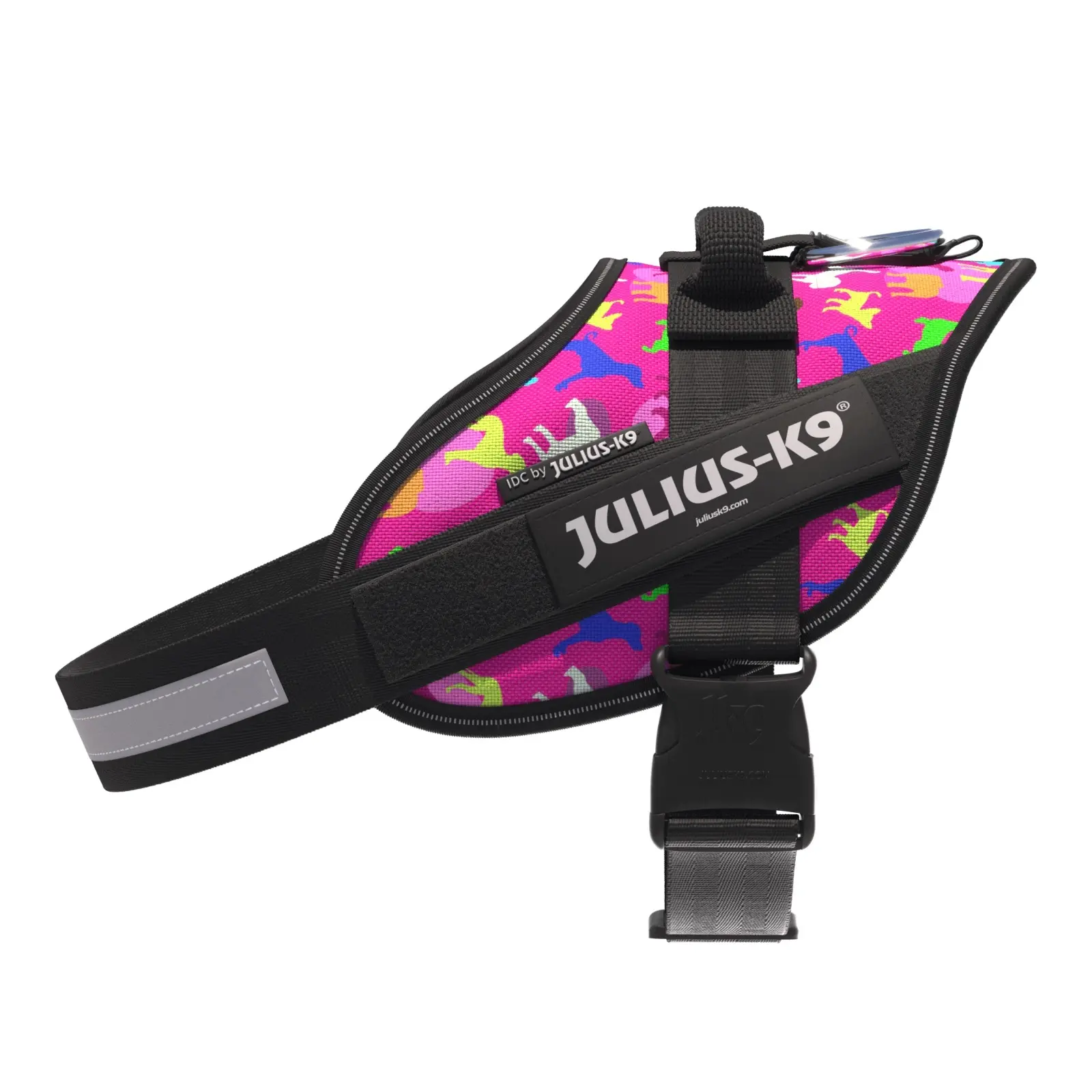 Ham Julius-K9 IDC Power, negru, reflectorizant, circumferinta piept 58-76 cm, pentru caini cu greutate de 14-25 kg