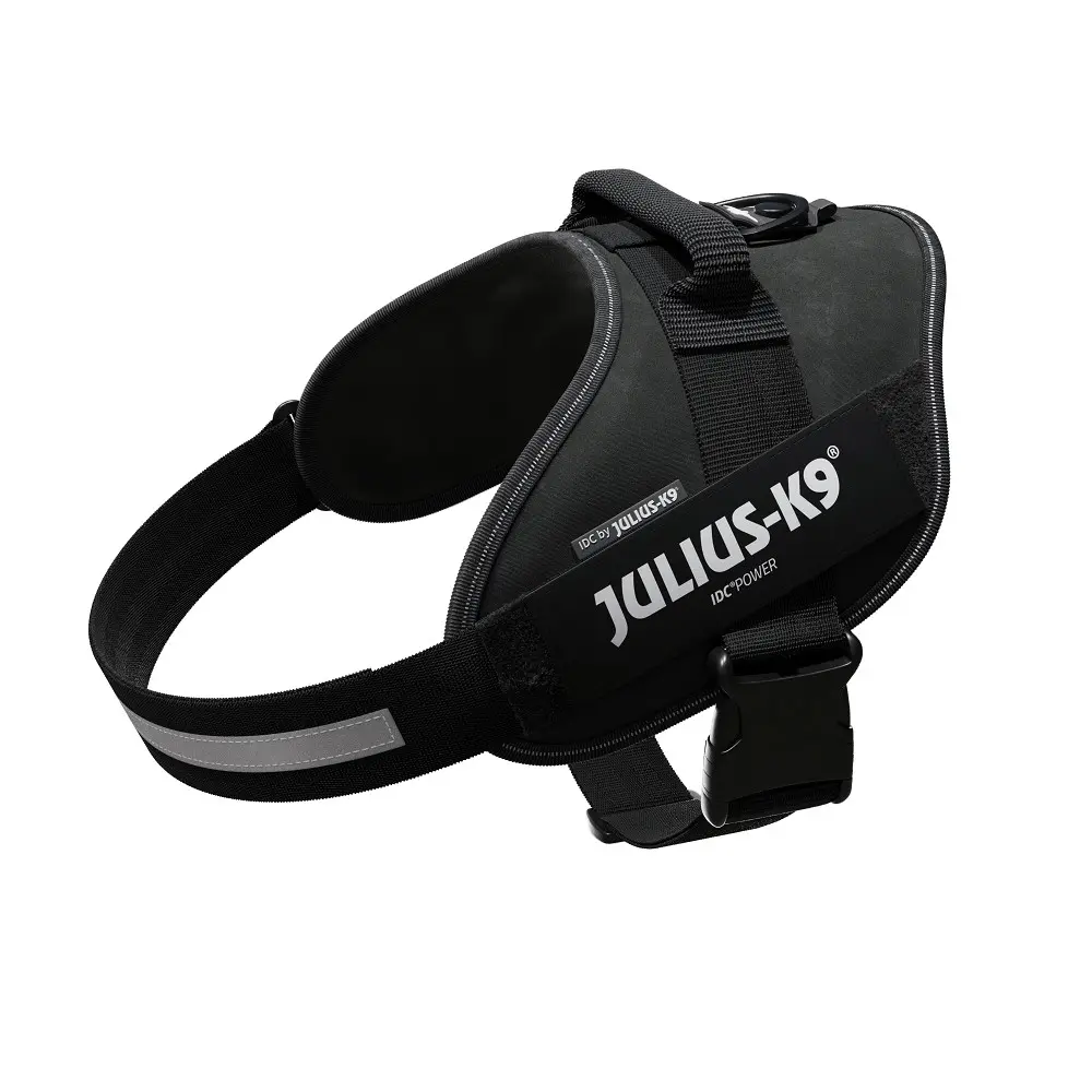 Ham JK9 IDC Power, negru, reflectorizant, pentru caini cu greutate de 28-40 kg, circumferinta piept 71-96 cm