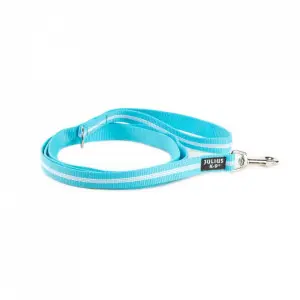 Lesa nylon cu fire fluorescente, aquamarine, confortabila, lungime 1.8 m, pentru caini cu greutate de pana la 25 kg