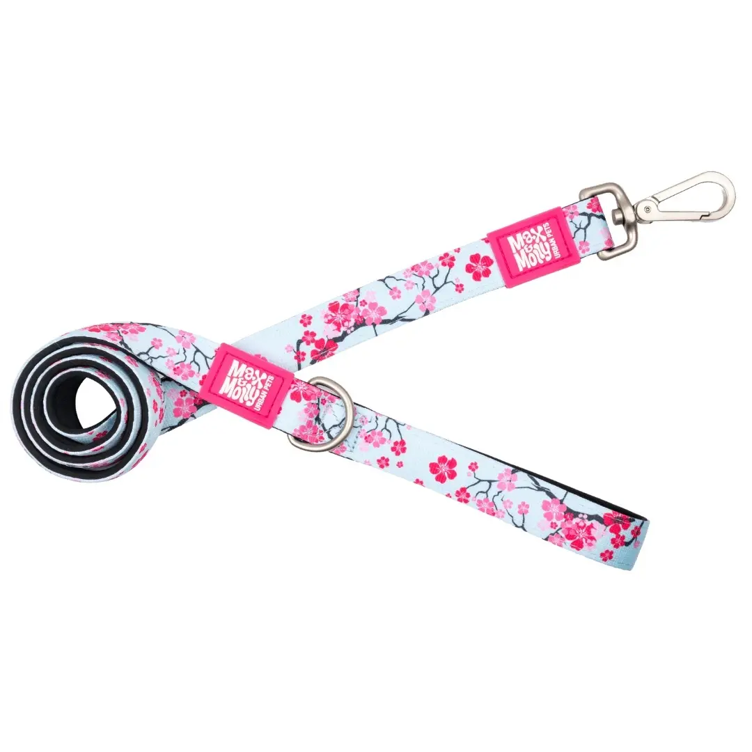 Lesa textila Max & Molly, cherry bloom, rezistenta la rupere, lungime 120 cm, pentru caini cu greutate de pana la 25 kg