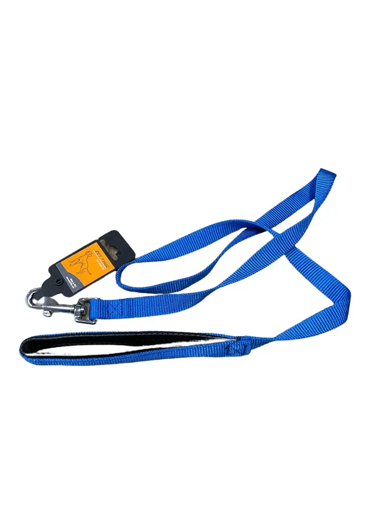 Lesa nylon cu maner captusit, albastra, rezistenta si usoara, lungime 120 cm, latime 2.5 cm