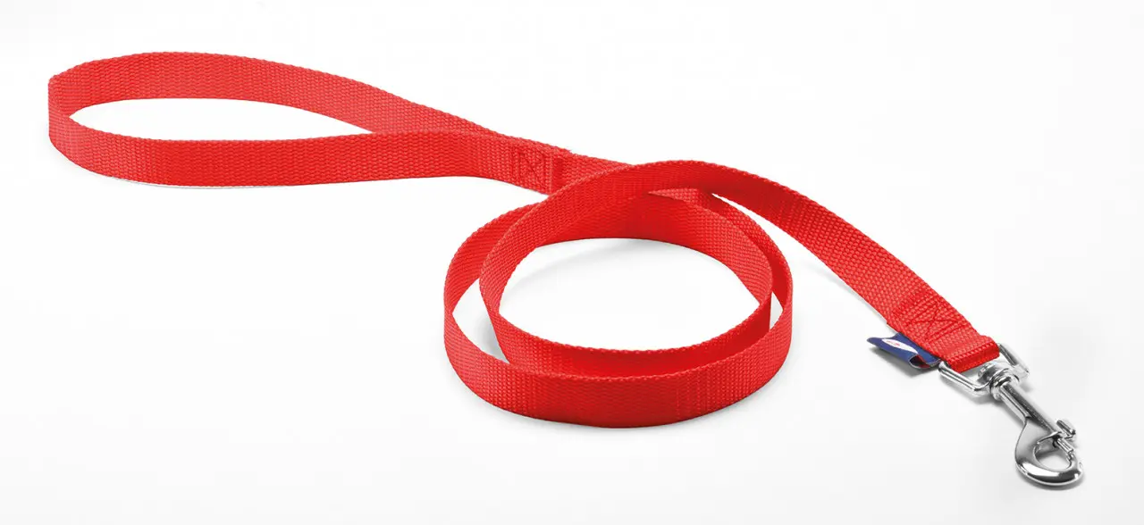 Lesa nylon, rosie, simpla, lungime 1.8 m, latime 1.9 cm, pentru caini de talie medie