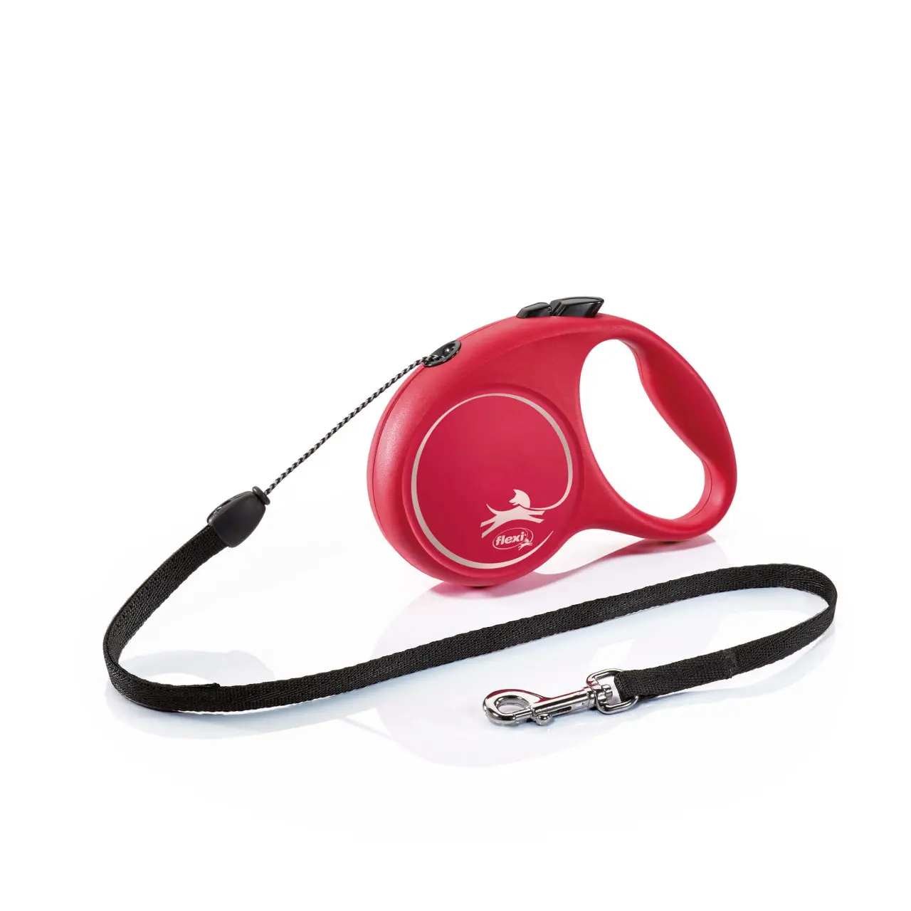 Lesa retractabila Flexi, cu fir, rosie, lungime 5 m, pentru caini cu greutate de pana la 12 kg