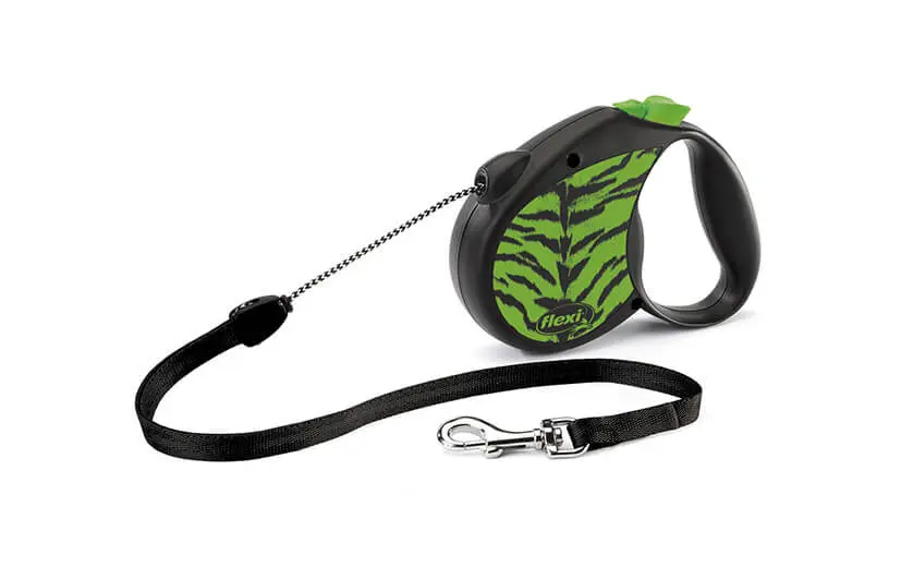 Lesa retractabila Flexi, Tiger, lungime 5 m, pentru caini cu greutate de pana la 20 kg