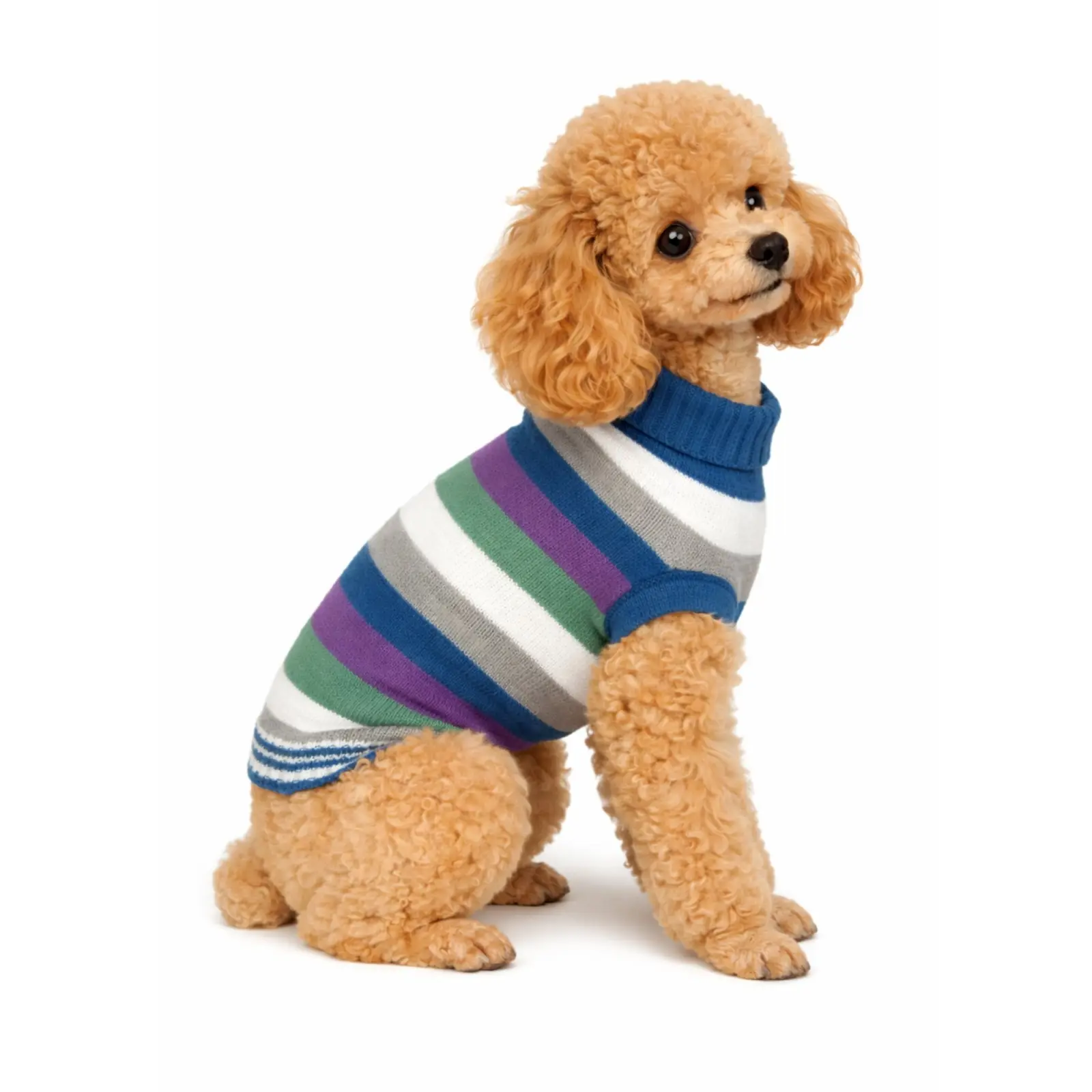 Pulover cu dungi tricotat pentru caini - L