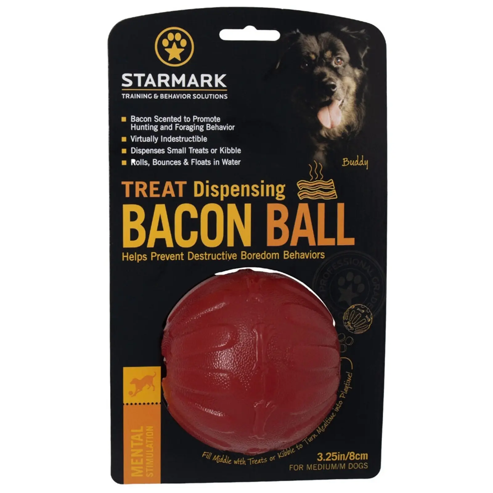 Starmark Bacon Ball - Jucarie Interactiva pentru Caini - M