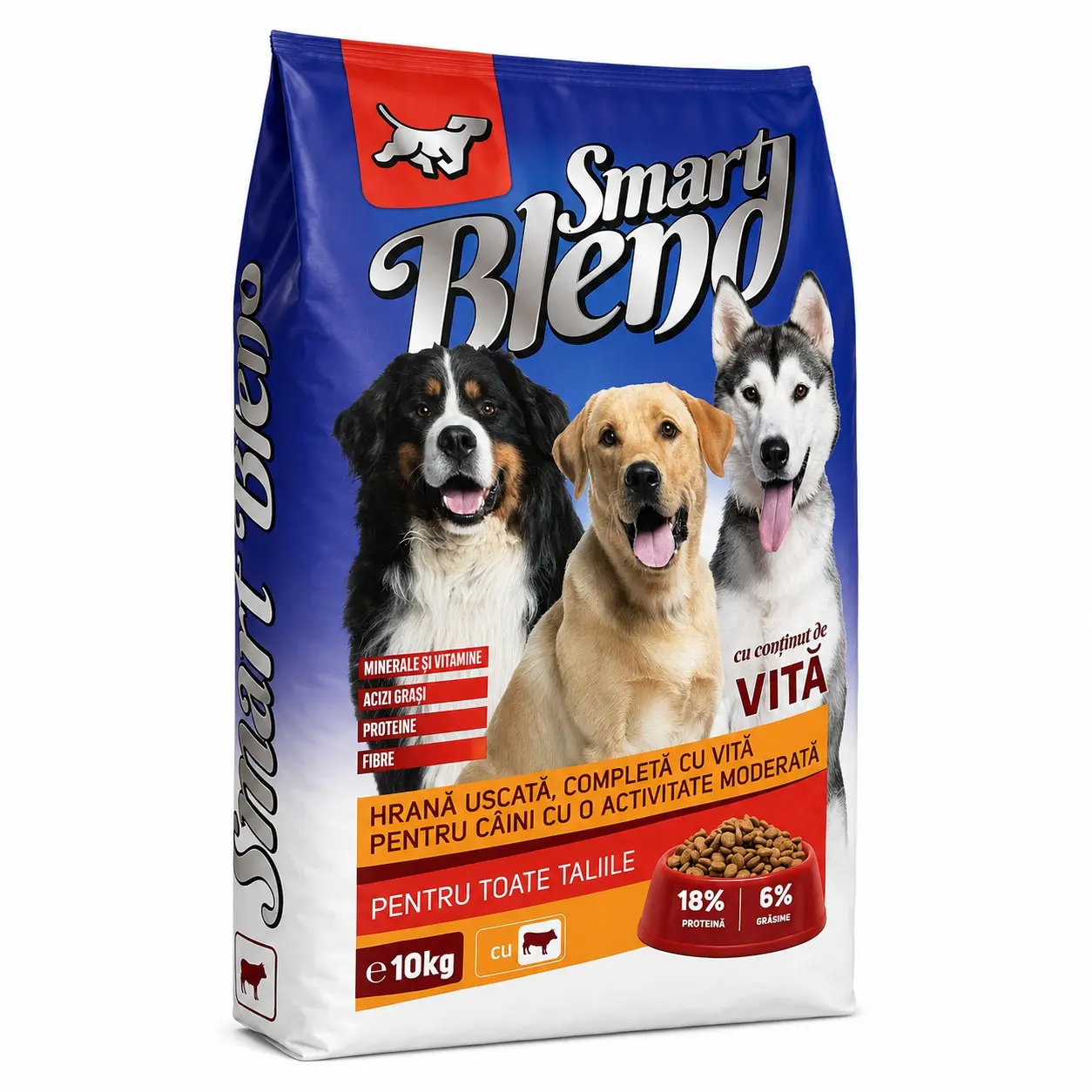 Smart Blend - Hrana uscata completa pentru caini - Vita - 10kg