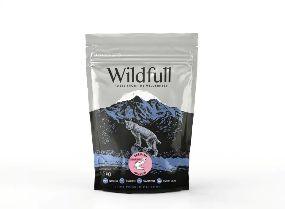 Wildfull Cat Hair & Skin - Hrana uscata ultra-premium, pentru pisici, cu somon, 1.5kg