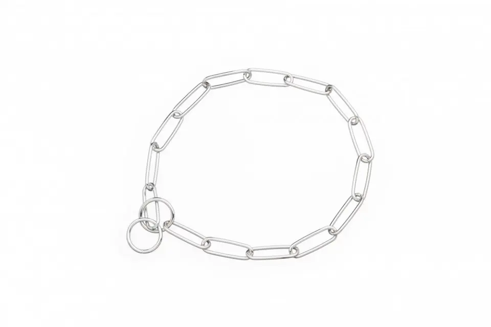 Zgarda dresaj, crom, confortabila pentru blana lunga, 3 mm x 54 cm