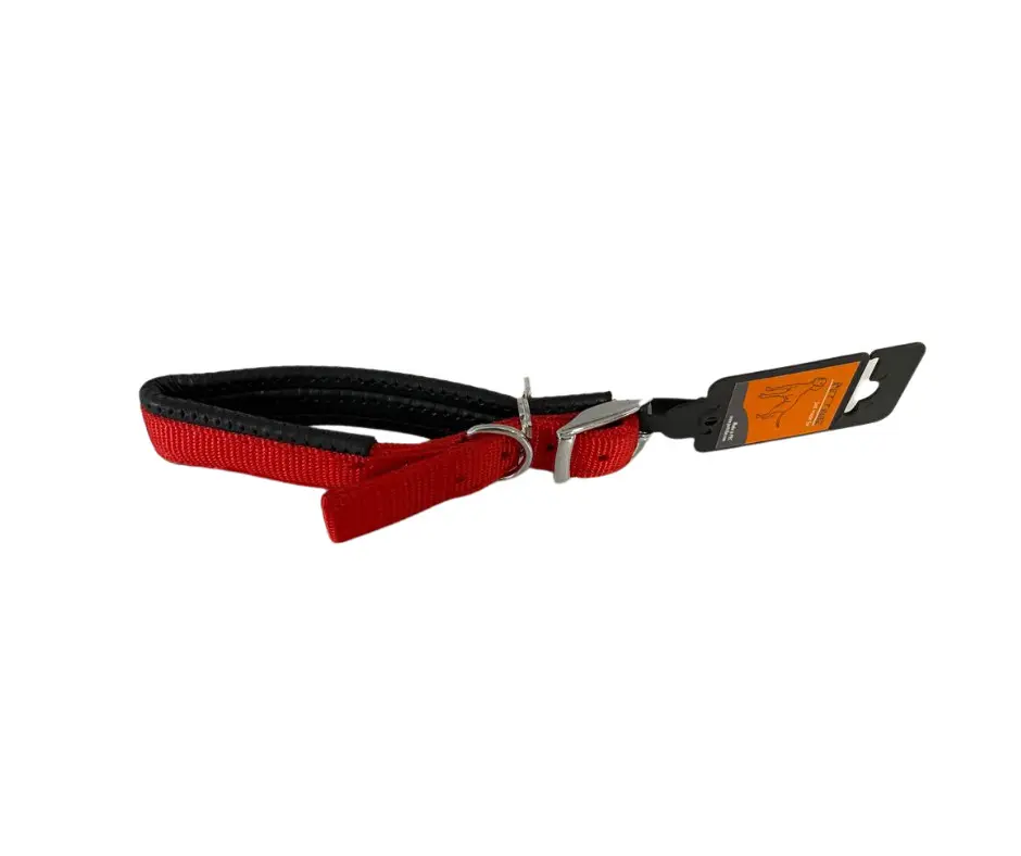 Zgarda nylon captusita, rosie, confortabila, 36-46 cm x 2 cm
