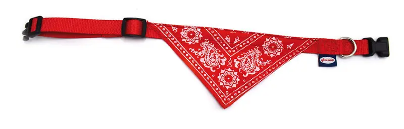 Zgarda nylon cu bandana, rosie, ajustabila, 20-30 cm x 1 cm