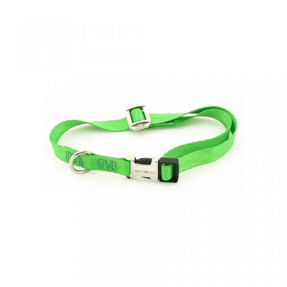Zgarda nylon Petit Amis, verde, reglabila, 1.5 cm x 29-45 cm
