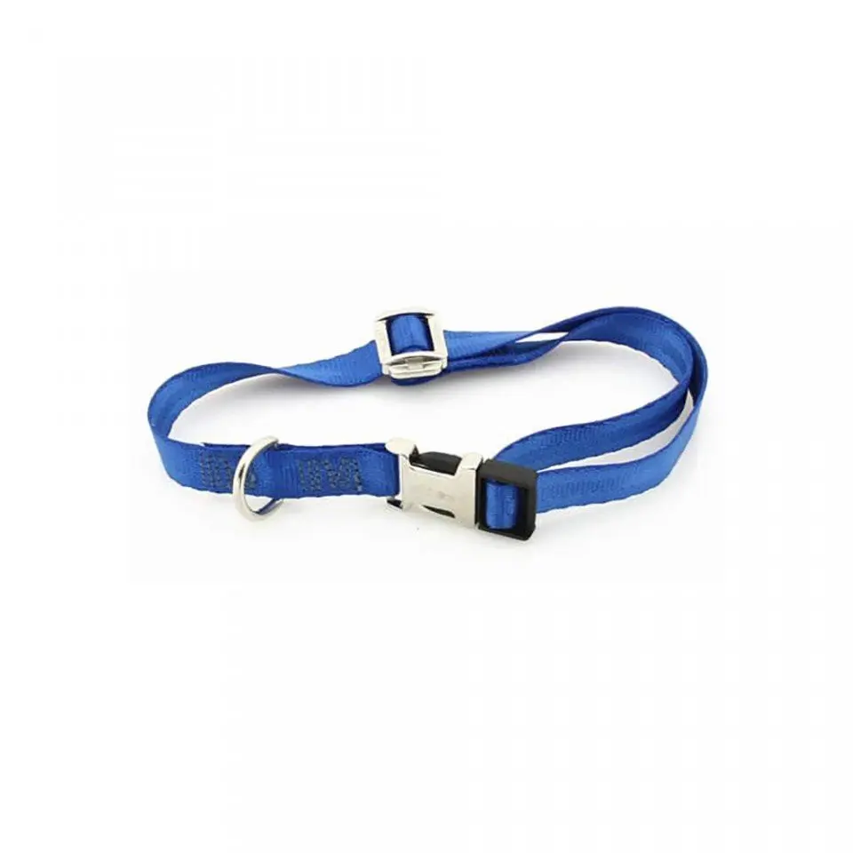 Zgarda nylon Petit Amis, albastra, rezistenta, ajustabila, 35-55 cm x 2 cm