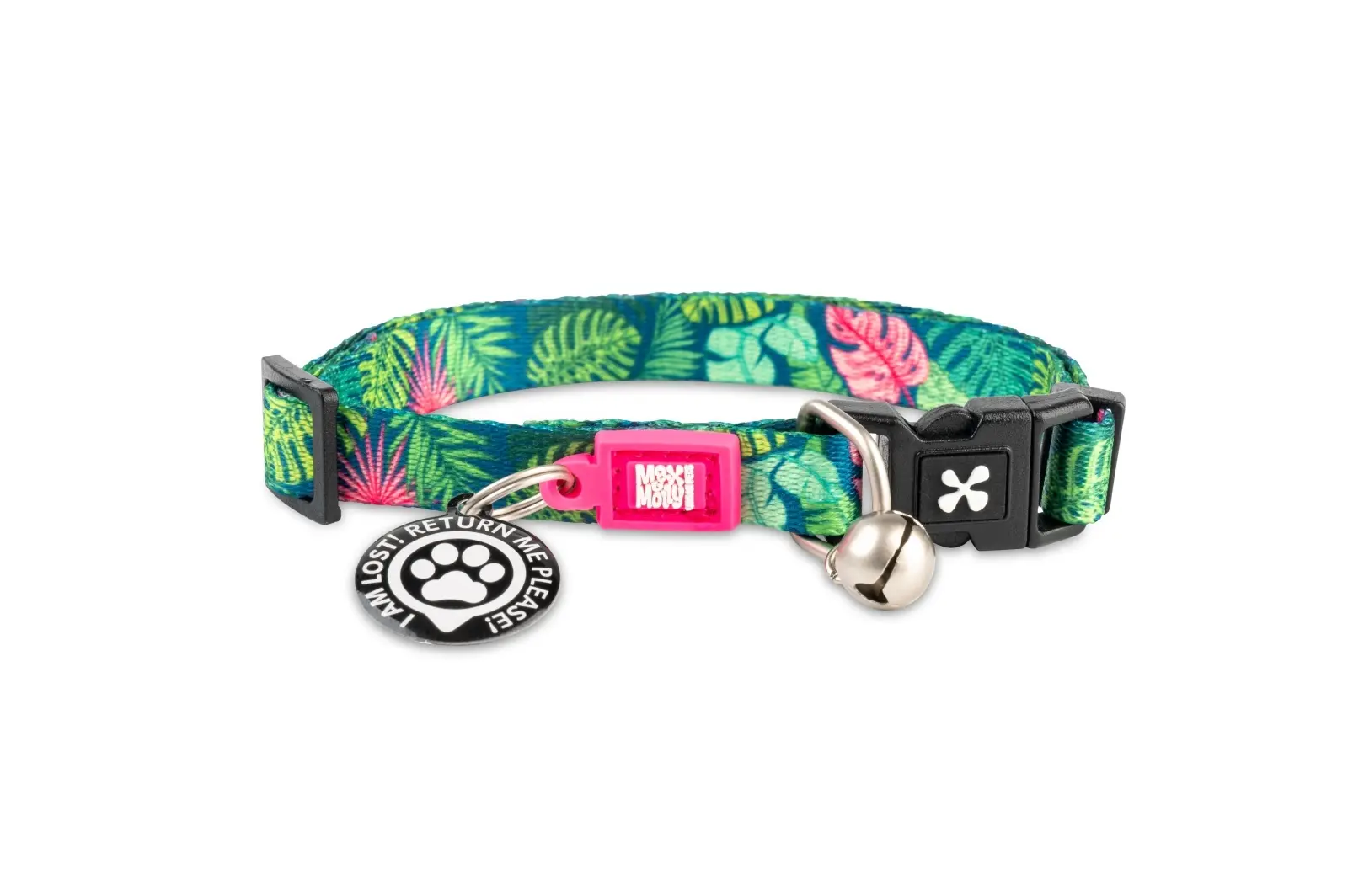 Zgarda inteligenta pentru pisici cu incuietoare de siguranta si sistem QR pentru localizare Max & Molly Smart ID, Tropical