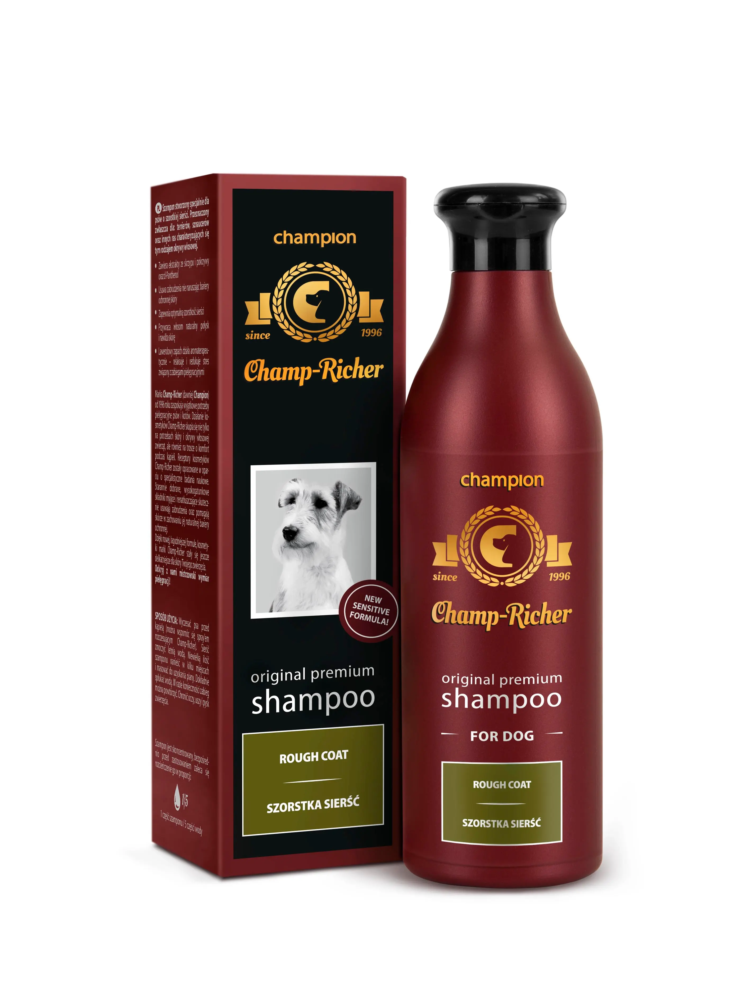 Sampon CHAMP RICHER pentru CAINI cu BLANA SARMOASA, Set 2 X 250 ml