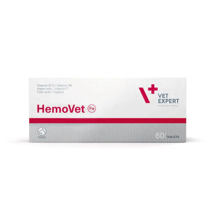 Supliment pentru caini si pisici cu afectiuni de anemie Vet Expert HemoVET, 60 tablete, EXPIRA 30.04.2026