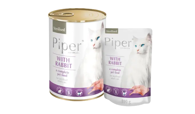 Hrana umeda pentru pisici, Piper Cat Sterilised, carne de iepure, Set 5 X 400 g