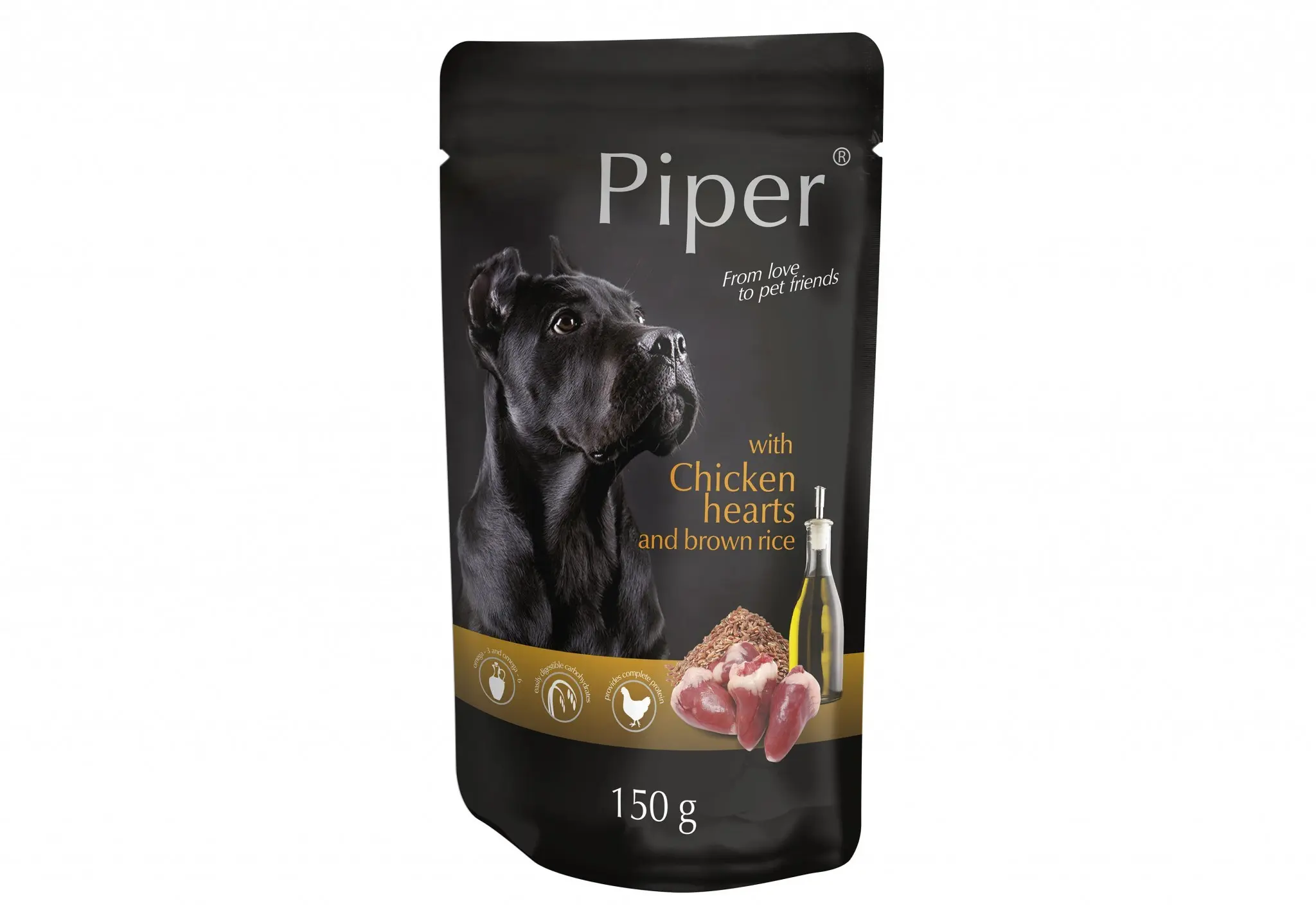 Hrana umeda Piper Adult, Inimi de pui si Orez brun, 150 g