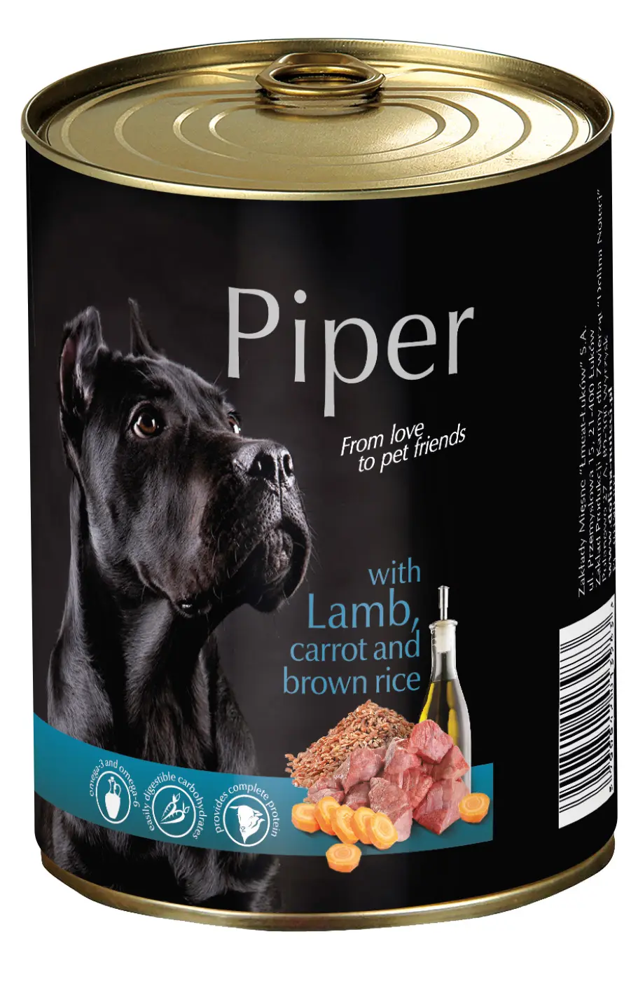 Hrana umeda Piper Adult, miel, morcovi si orez brun, pachet 4 X 800 g