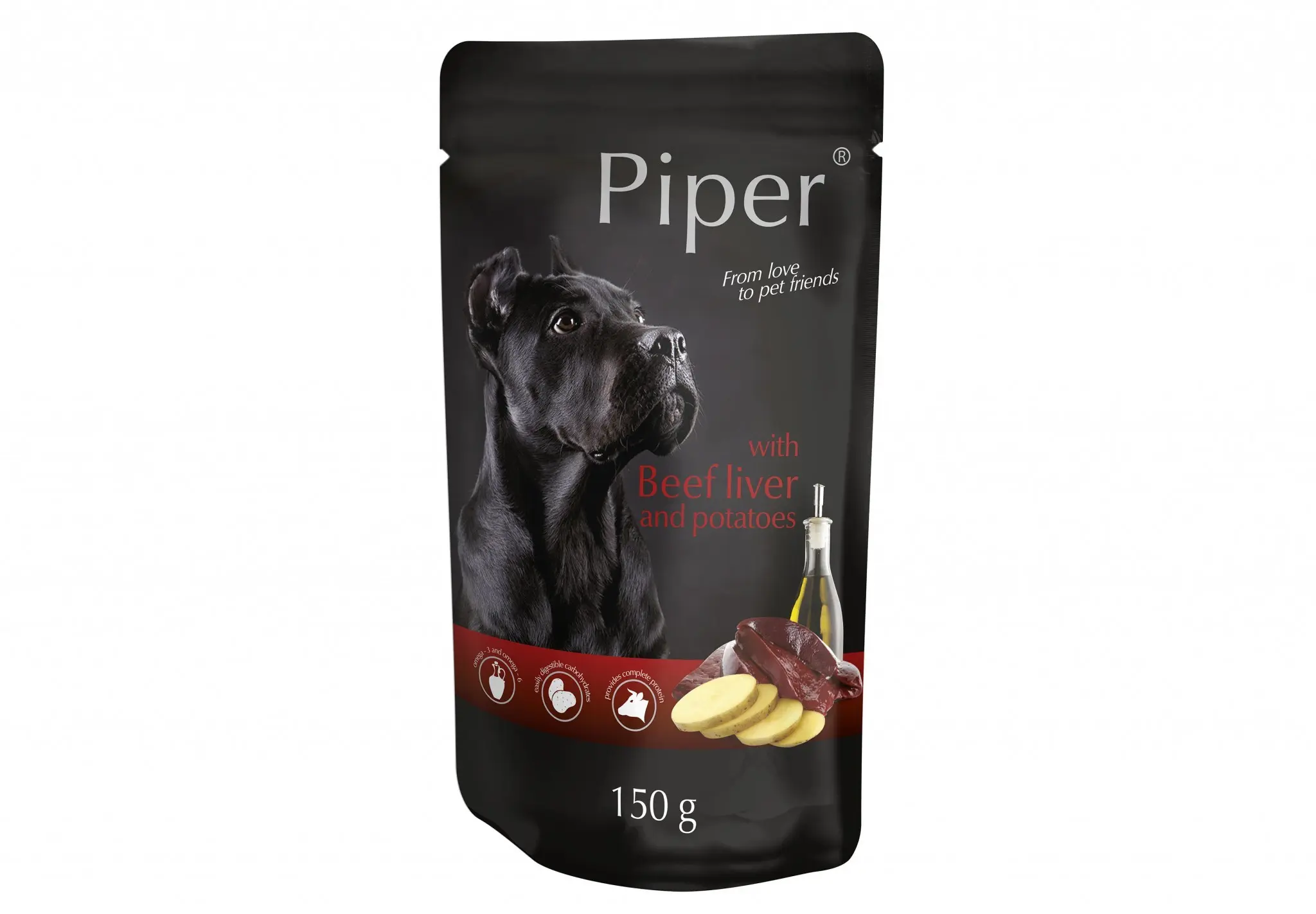 Hrana umeda Piper Adult, Ficat de Vita si Cartofi, Pachet 4 X 150 g