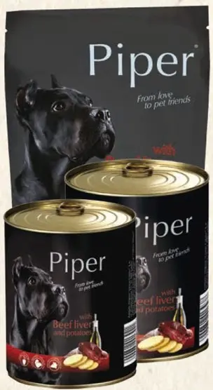 Hrana umeda pentru caini Piper Adult, Ficat de Vita si Cartofi,set 5 X 500 g