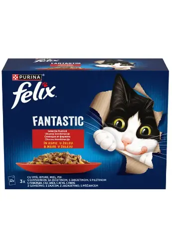 Felix Fantastic Selectie Rustica Vita/Pui/Iepure/Miel In Aspic 12X85 g
