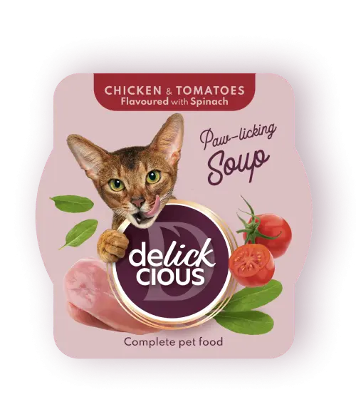 Delickcious Pisica Plic Supa Pui Cu Rosii Si Spanac 80 g