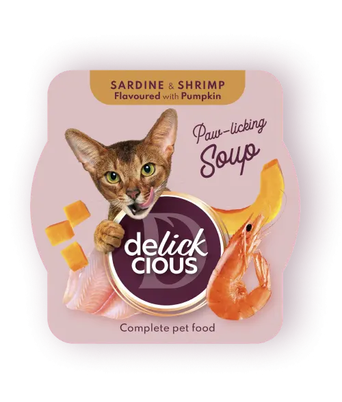 Delickcious Pisica Plic Supa Sardine Cu Creveti Si Dovleac 80 g