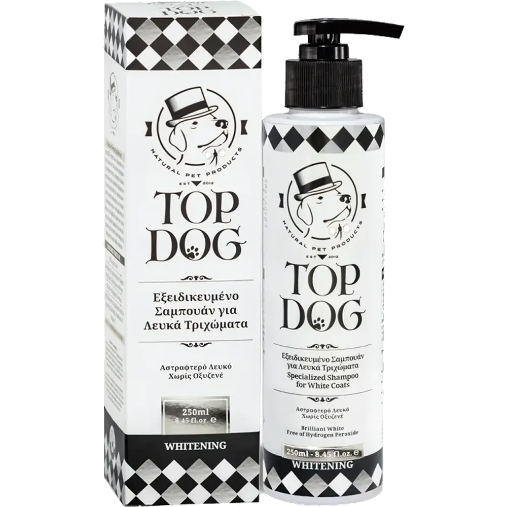 Sampon profesional pentru caini albi TopDog Whitening - 250 ml