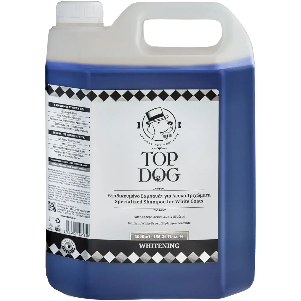 Sampon profesional pentru caini albi TopDog Whitening - 4 lt