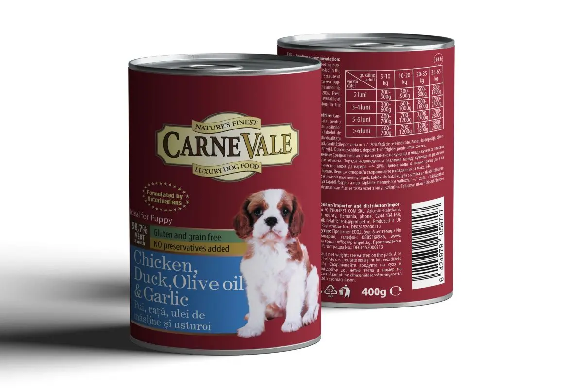 Carnevale Dog Cons Junior Pui/Rata/Usturoi/Ulei Masline 400 g