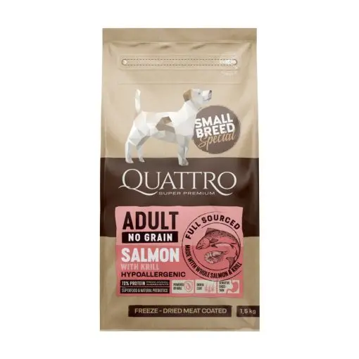 Quattro Dog Small Breed No Grain Adult Somon/Krill 7 kg