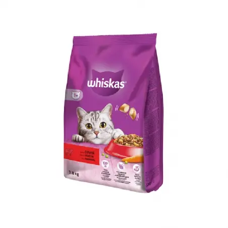Whiskas Adult, hrana uscata pentru pisici, vita, 3.8 kg