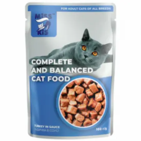 Miss Kis, hrana umeda pentru pisici, curcan in sos, 100 g
