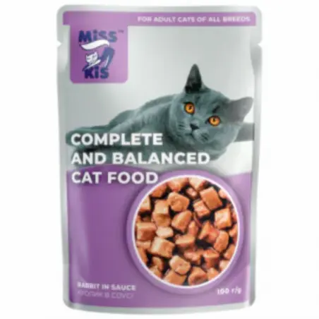 Miss Kis, hrana umeda pentru pisici, iepure in sos, 100 g
