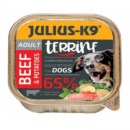 Julius K9, hrana umeda pentru caini, terina cu vita si cartofi, 150 gr