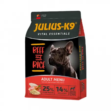 Julius K9 Adult Vital Essentials, hrana uscata pentru caini, vita si orez, 12 kg