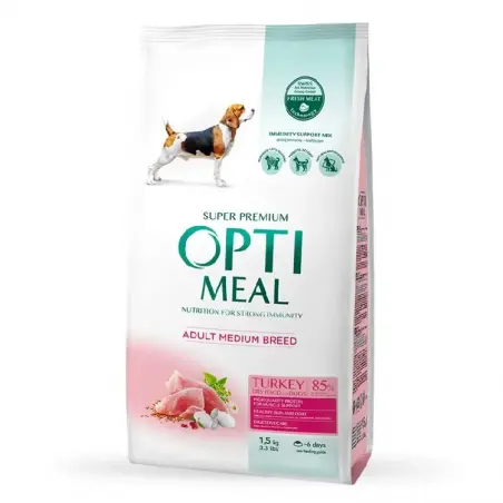 Optimeal Adult Medium Breed, hrana uscata pentru caini, curcan, 1.5 kg
