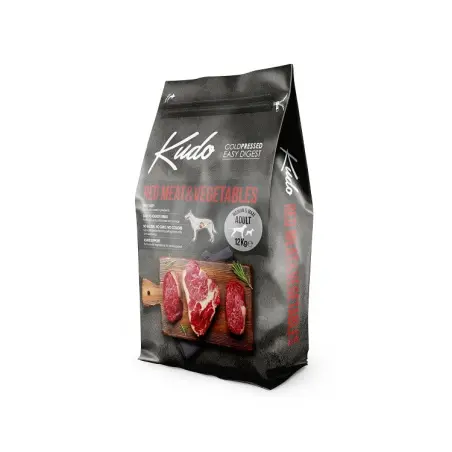 Kudo Adult Mediu-Maxi Sensitive, hrana uscata pentru caini, presata la rece, carne rosie si legume, 12 kg