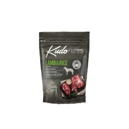 Kudo Adult Mini Sensitive, hrana uscata pentru caini, presata la rece, miel si orez, 3kg