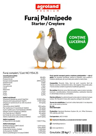 Furaj palmipede starter si crestere, 25 kg
