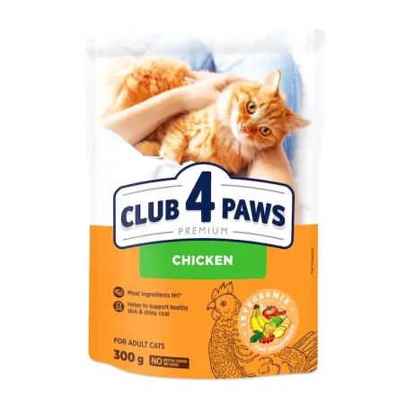 CLUB 4 PAWS PREMIUM, hrana uscata pentru pisici, pui, 300 gr