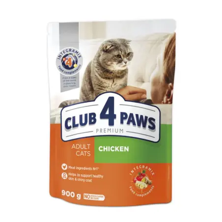 CLUB 4 PAWS PREMIUM, hrana uscata pentru pisici, pui, 900 gr