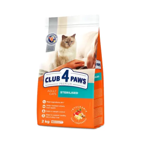 CLUB 4 PAWS PREMIUM, hrana uscata pentru pisici sterilizate, pui, 2 kg
